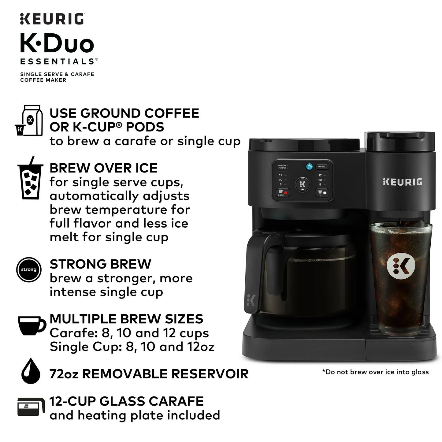 Keurig K-Duo Essentials, Hot & Iced Single-Serve K-Cup Pod Coffee Maker & Carafe